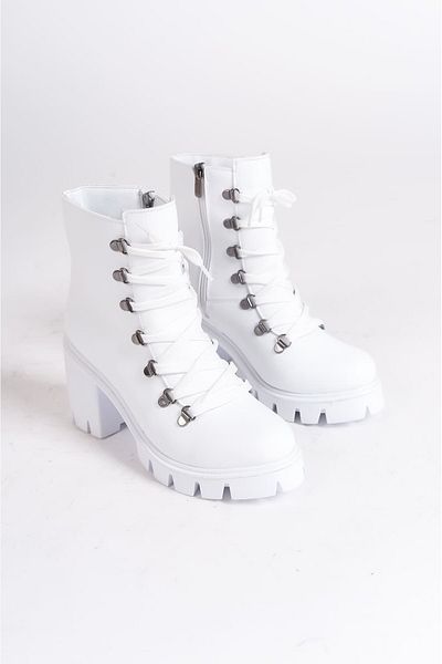 BZ Moda JOSS Lace Up με φερμουάρ Ορθοπεδική σόλα Αδιάβροχη και Ψυχρή Ανθεκτική Γυναικείες Μπότες BT Λευκό