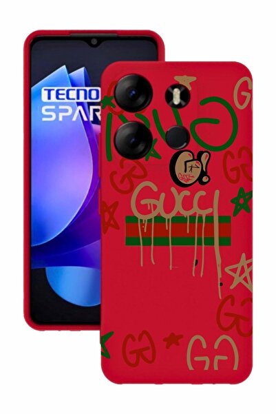 TECNO Spark Go 2023 Red Color Silicone Case with Print and Camera Protection