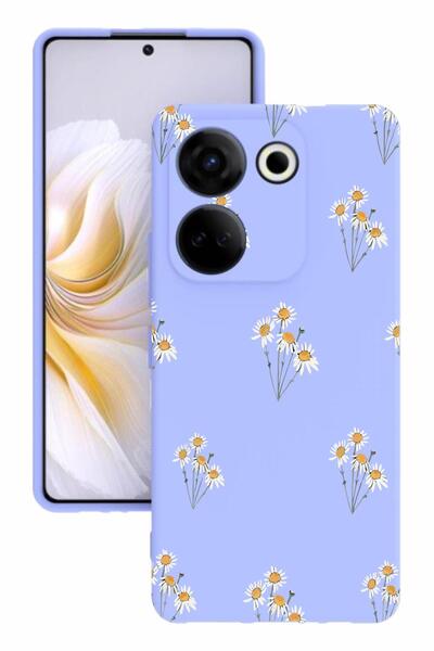 TECNO حافظة سيليكون Camon 20 Pro مطبوعة وحماية للكاميرا بلون أرجواني