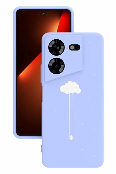 TECNO حافظة سيليكون Pova 5 مطبوعة وحماية للكاميرا بلون أرجواني