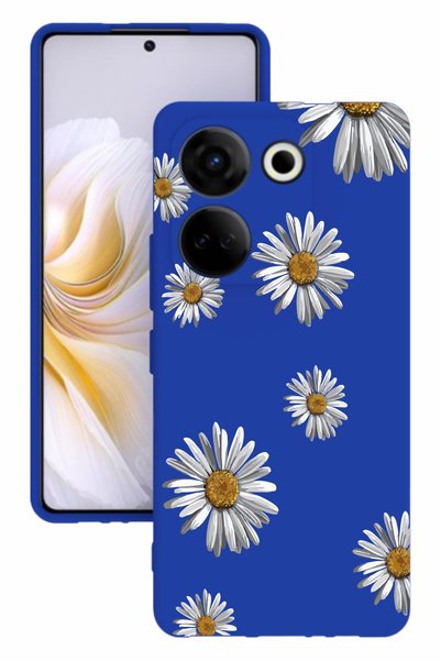 TECNO Camon 20 Blue Color Silicone Case with Print and Camera Protection