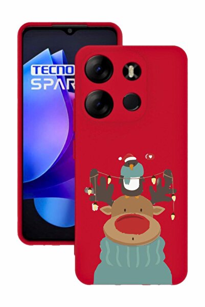 TECNO Spark Go 2023 Red Color Silicone Case with Print and Camera Protection