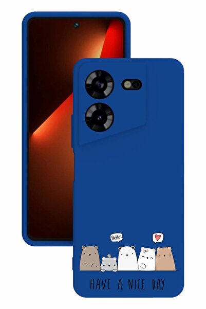 TECNO حافظة سيليكون زرقاء اللون مطبوعة وحماية للكاميرا من Pova 5