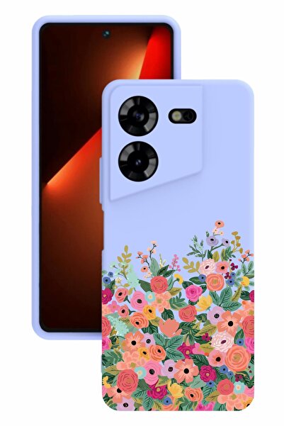 TECNO حافظة سيليكون Pova 5 مطبوعة وحماية للكاميرا بلون أرجواني