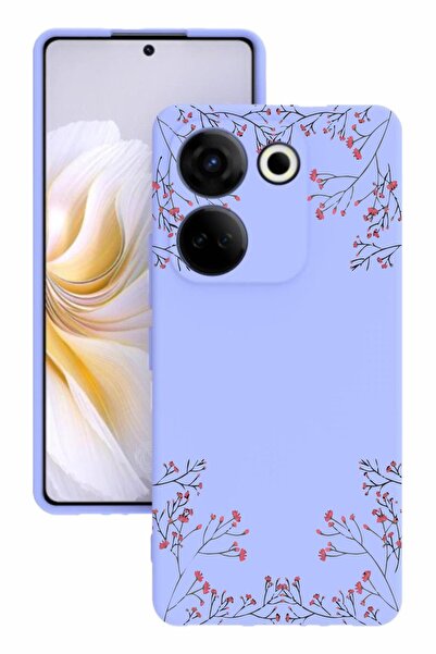 TECNO Camon 20 Pro Baskılı Ve Kamera Korumalı Lila Renk Silikon Kılıf