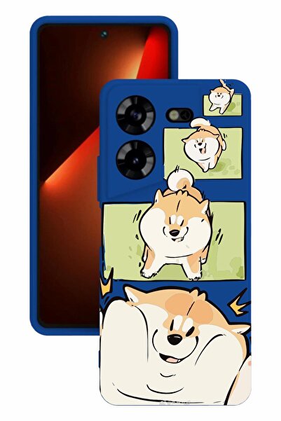 TECNO حافظة سيليكون زرقاء اللون مطبوعة وحماية للكاميرا من Pova 5