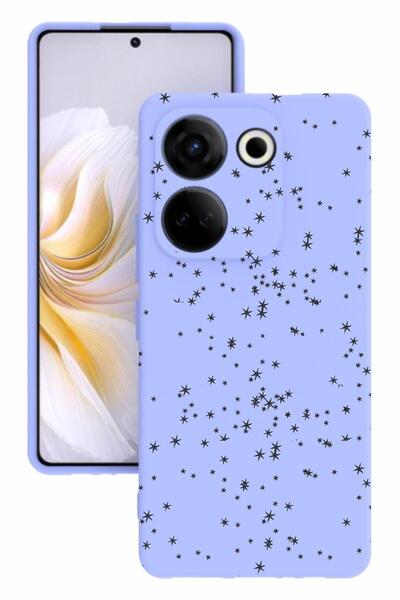 TECNO Camon 20 Baskılı Ve Kamera Korumalı Lila Renk Silikon Kılıf