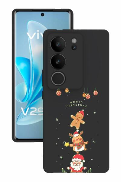 vivo V29 Baskılı Ve Kamera Korumalı Siyah Renk Silikon Kılıf