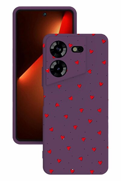 TECNO حافظة سيليكون Pova 5 باللون الأرجواني مع طباعة وحماية الكاميرا