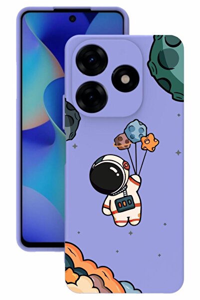 realme C53 Baskılı Ve Kamera Korumalı Lila Renk A Kalite Silikon Kılıf