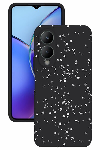 vivo Y17s Baskılı Ve Kamera Korumalı Siyah Renk Silikon Kılıf