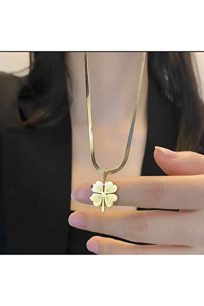 MISS BRIGHT İtalyan Zinciri Yonca Çelik Kolye