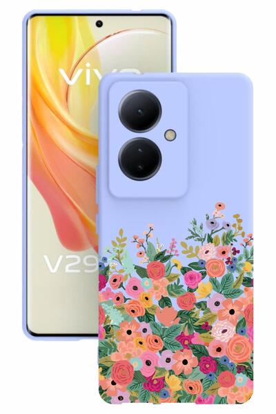 vivo V29 Lite 5g Uyumlu Baskılı Ve Kamera Korumalı Lila Silikon Kılıf