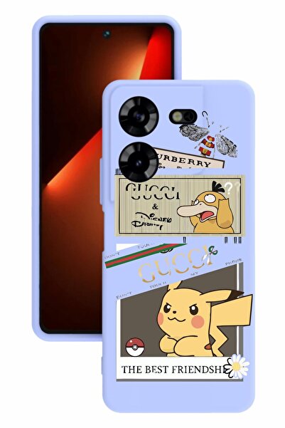 TECNO حافظة سيليكون Pova 5 مطبوعة وحماية للكاميرا بلون أرجواني