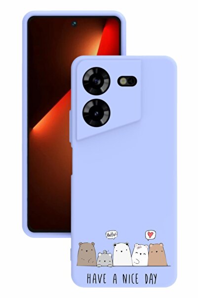 TECNO حافظة سيليكون Pova 5 مطبوعة وحماية للكاميرا بلون أرجواني