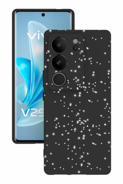 vivo V29 Baskılı Ve Kamera Korumalı Siyah Renk Silikon Kılıf