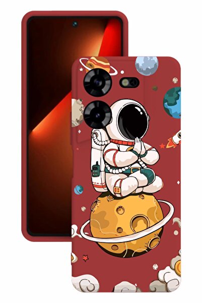 TECNO Pova 5 Printed and Camera Protected Red Color Silicone Case