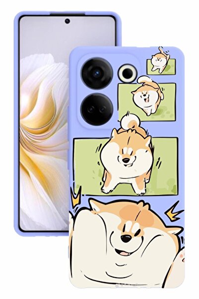 TECNO حافظة سيليكون كامون 20 مطبوعة وحماية للكاميرا بلون أرجواني