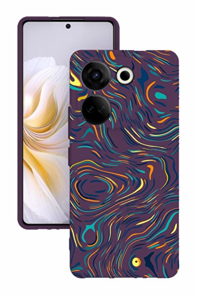 TECNO Camon 20 Pro Baskılı Ve Kamera Korumalı Mor Renk Silikon Kılıf