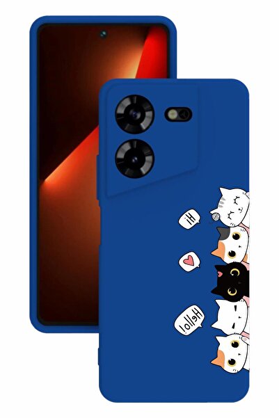 TECNO حافظة سيليكون زرقاء اللون مطبوعة وحماية للكاميرا من Pova 5