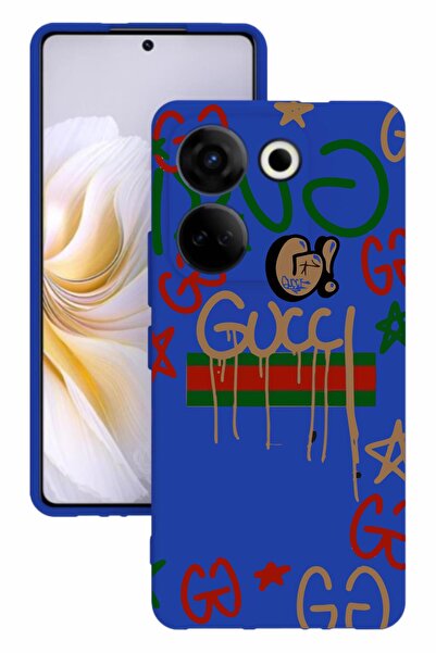 TECNO Camon 20 Blue Color Silicone Case with Print and Camera Protection