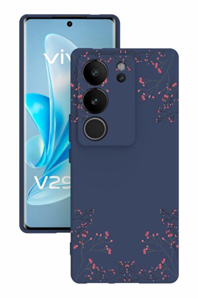 vivo V29 Baskılı Ve Kamera Korumalı Lacivert Renk Silikon Kılıf