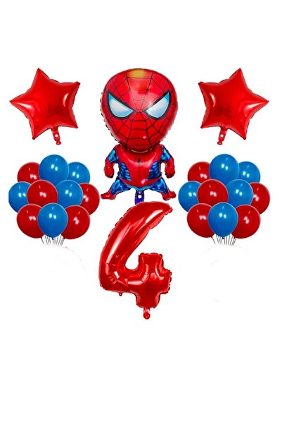 Bkmc Kırmızı Rakamlı Balon Seti Örümcek Adam Temalı Balon Doğum Günü Parti Se...