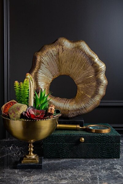 MIARIK DESIGN & DEKORASYON Dekoratif Siyah Mermer Kaideli Gold Güneş Obje