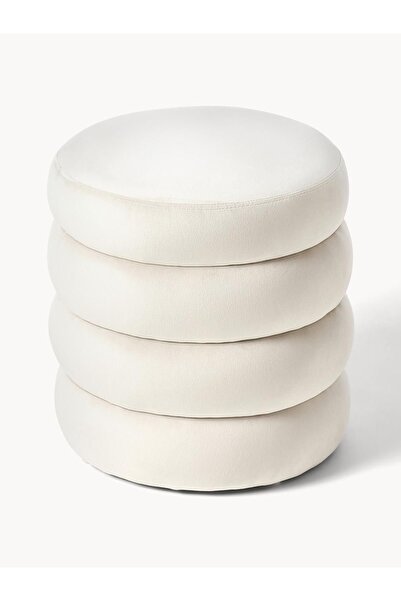 berjeriX Valeria Kadife Kırık Beyaz Boum Puf