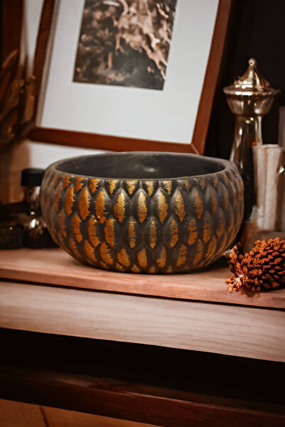 Binbirdemet Yaldızlı Eskitme Dekoratif Saksı