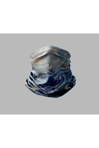 Buffalo باندانا طوق الرقبة للجنسين - تصميم فني رخامي، قناع راكب الدراجة النارية