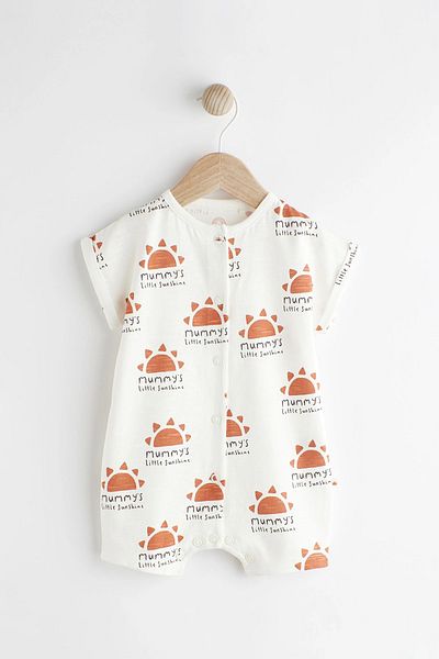 Next Baby 100% Organic Cotton Cream Mother's Printed Single Summer Overalls Set ALY00699