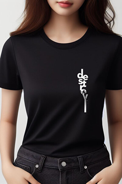 Vordevia Uništi Vertical Štampano Crna Oversize kroj okrugla kragna Majica