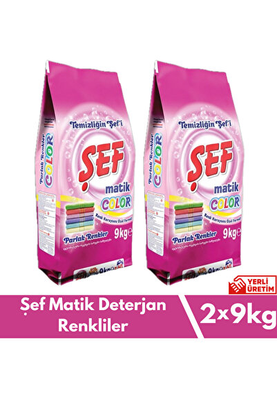 ŞEF Matik Toz Çamaşır Deterjanı Renkliler 9 Kg - 2 Li Paket