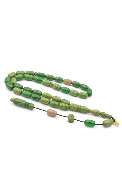Murty99 Hakkı Usta Semnat Capsule Cut Lungime la încheietura mâinii Verde Strângere Amber Tasbih