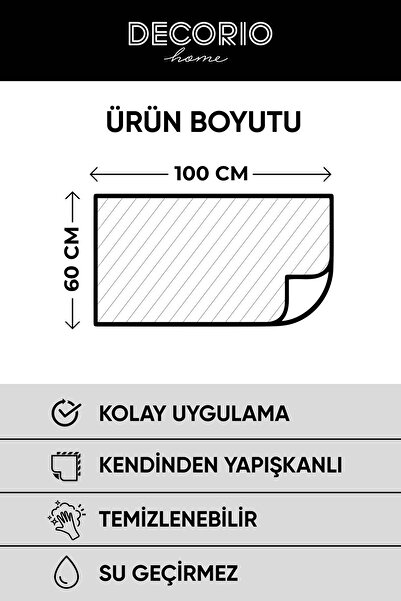 DECORIO HOME Mutfak Tezgah Arası Kaplama - Yapışkanlı Folyo - Duvar - Fayans - Banyo - Çok Amaçlı Kaplama Folyosu