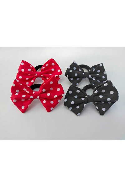 Angels' Collection Polka Dot Bow Buckle Elastic 4-Piece - red - black