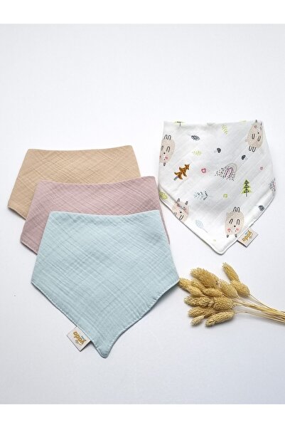 Yada Baby طقم مريلة وشاح مكون من أربعة قطع مصنوع من القطن العضوي بنسبة 100% م...