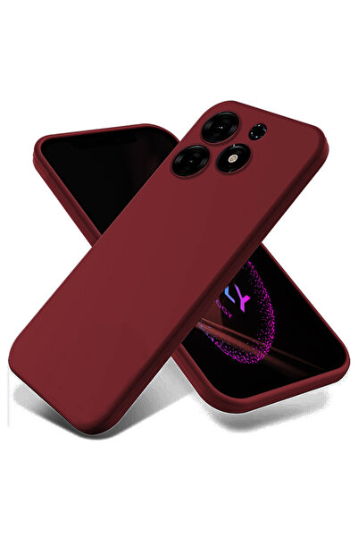 Molly Tecno Spark 10 PRO İçin Kırmızı Erik Liquid İçi Kadife Silikon Kılıf
