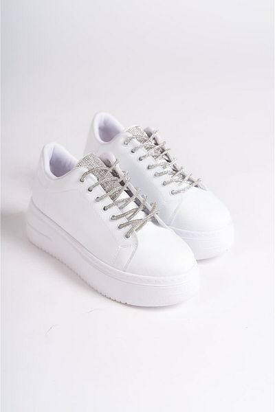 BZ Moda SERENA Pantofi de damă, cu talpă ortopedică, cu șireturi, BT White