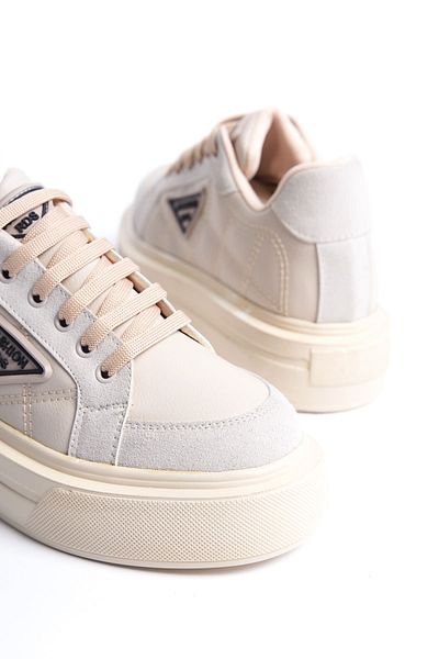 BZ Moda Pantofi pantofi pentru damă, cu model, cu talpă ortopedică, cu șireturi, KT Cream