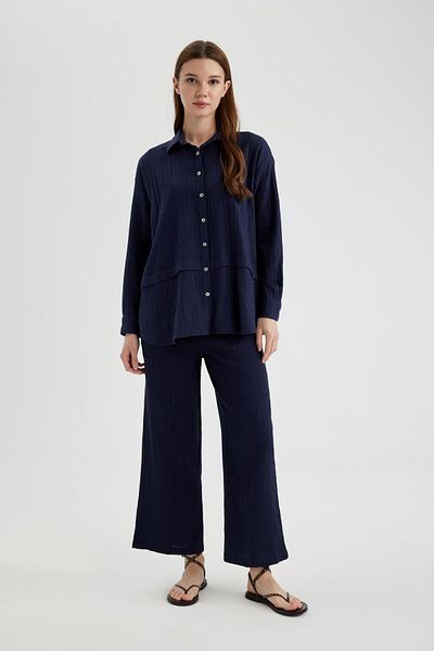 DeFacto Relax Fit Musselin-Langarmhemd-Tunika C0299ax24sp