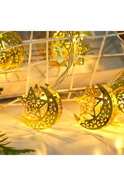 LightSpace Metal Başlıklı Ay Yıldızlı Mini Dekor Süsleme Fişli Ay Yıldızlı De...
