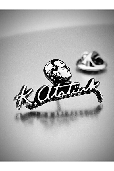 YÖRÜK TASARIM Atatürk İmzalı Yaka Rozeti Krom Kaplama