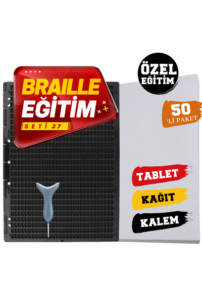 EMO Braille Eğitim Seti 27 (50'Lİ) (27 SATIRLI BRAİLLE TABLET, BRAİLLE KALEM,...