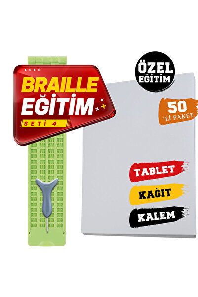 EMO Braille Eğitim Seti 4 (50'Lİ) (4 SATIRLI BRAİLLE TABLET, BRAİLLE KALEM, 5...