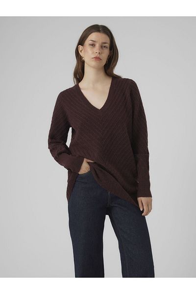 Vero Moda Strickpullover VMANJASTINNA LONG V-NEK PULLOVER GA EXC