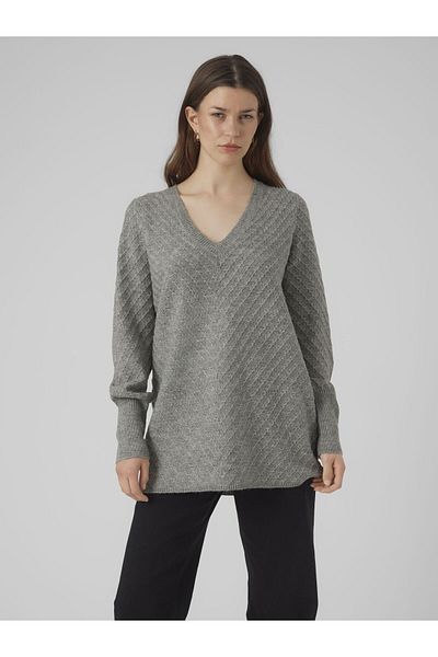 Vero Moda Strickpullover VMANJASTINNA LONG V-NEK PULLOVER GA EXC