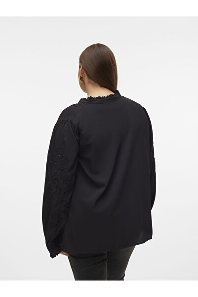 Veromoda Curve Μπλουζ Κανονικό geschnitten V-Ausschnitt Curve Ärmelbündchen mit Knopf Top