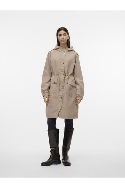 Vero Moda Langer Parka Kapuze Elastischer Bündchen Parka